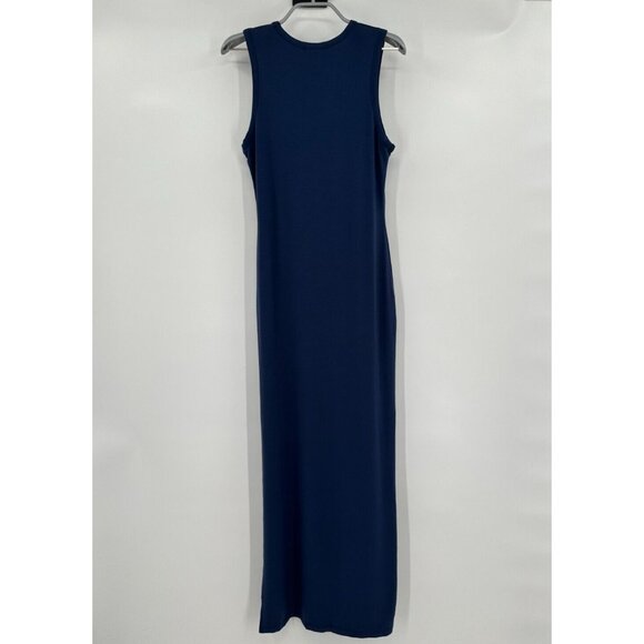 Quince Navy Blue Tencel Jersey Tank Maxi Dress sz S Women's Side Slit Sleeveless - Picture 5 of 6